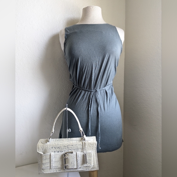 Tosca Blu Handbag Croc Embossed Leather w/ hints of Metallic Silver - Picture 2 of 14